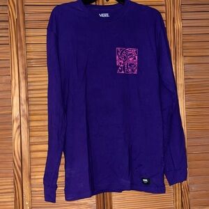 Vans Purple Digital Demented Vans Logo Long Sleeve Medium Tee Shirt